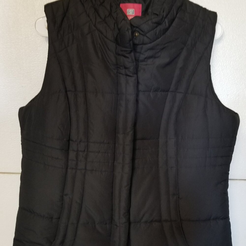 Faded Glory Black Quilted Vest Women's Lg 12/14 New